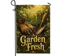 Gants Drapeau de jardin, truelle naturelle rustique, fleur, vert printemps, double face, petit drapeau de jardin, cour, petit drapeau pour extérieur, porche, pelouse, terrasse, 30,5 x 45,7 cm