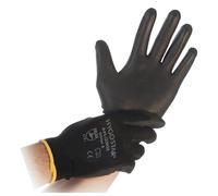 Gants en maille fine HYGOSTAR Black Ace, revêtement PU, noirs, taille 9/L, 12 paires