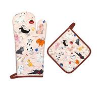 Gants et Manique Cuisine Peints à la Main chien
