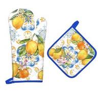 Gants et Manique Cuisine Peints à la Main citron