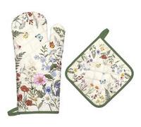 Gants et Manique Cuisine Peints à la Main Fleurs