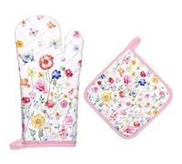 Gants et Manique Cuisine Peints à la Main printemps Fleurs