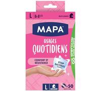 Gants fins pour usages quotidiens sans latex, confort et résistance assurés - MAPA, Taille L, Boîte de 50 g - Lot de 3