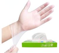 Gants Jetables Ultra-Fins Transparents 100 Pièces - Vinyle pour Travaux Légers, Cuisine, Infirmerie, Ménage, Jardinage, Beauté, Nettoyage, Inspection - Gauche et Droite (L)