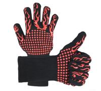 Gants résistants à la chaleur 32 cm Protection extrême 800 °C (rouge) | Résistance à 800 °C, matériau métallique pré-oxydé, utilisation courte en cas de chaleur extrême, sans danger pour le