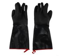 Gants résistants à la chaleur de 500 °C pour barbecue et grillades en cuir à manches longues pour soudure, cheminée, poêle à bois, 35,6 cm, noir (taille L)