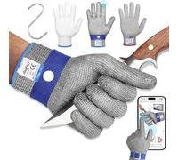 Gants résistants aux coupures, en acier inoxydable et maille métallique pour cuisine, homme et femme, gants à huître, gants Metzger, plus gants intérieurs S, 1 pièce