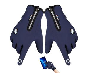 Gants thermiques d'hiver - Fermeture éclair - Gants d'hiver pour écran tactile - Gants chauds pour temps froid, congélateur, gants de travail, doublure en flanelle douce, gel de silicone antidérapant
