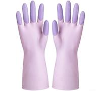 Gants Vaisselle Latex Longs 31cm Imperméables(Purple) | Longueur 31cm, protection avant-bras, latex , idéal éponges vaisselle, brosse cuisine