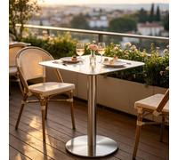 Gaommini Table de Bar à Cocktails, Hauteur de comptoir, Table de Bistro, pub, Table carrée en Acier Inoxydable, pour Salle à Manger Commerciale, Bistro, café, Table de Patio(Square,50x50x75cm)