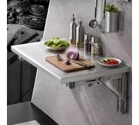 Gaommini Table de Travail Murale pour Cuisine, Tables de Petit-déjeuner, Table à Manger, Table à abattant Robuste, Table de Bar Pliable en Acier Inoxydable(L60xW40cm/L24xW16in)