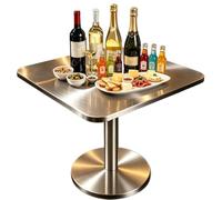 Gaommini Table Haute Ronde de Salle à Manger Moderne en Acier Inoxydable | Table de bar à cocktails, café, thé, bistro, table d'appoint haute avec base robuste(Square,50x50x95cm)