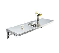 Gaommini Table Pliante en Acier Inoxydable brossé, Bureau Mural Suspendu pour Bar à Domicile, Cuisine et Salle à Manger ; étagère Rabattable pour buanderie et postes de Travail(L100xW30cm/L39xW12in)