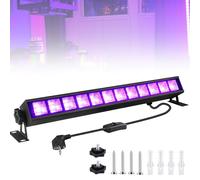 GAOUTO Bande LED à lumière noire 36 W - Projecteur UV 395 nm - Lampe LED noire UV avec prise - Projecteur de lumière noire avec 40 LED - Tube lumineux UV avec interrupteur pour fête