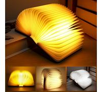 GAOUTO Lampe de livre LED, pliable, 3 couleurs, magnétique, lumière d'ambiance LED, rechargeable par USB, lampe de chevet pour la décoration de la maison et de la bibliothèque, cadeau