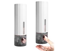 GAOUTO Lot de 2 distributeurs de savon à fixation murale : 450 ml Distributeur de savon sans perçage avec 12 étiquettes de bouteille de savon, distributeur de gel douche Distributeur de détergent à