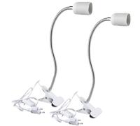 GAOUTO Lot de 2 lampes à pince : douille LED E27, lampe à pince avec col de cygne et interrupteur, lampe à pince réglable à 360° col de cygne flexible pour la lecture intérieure, lecture de nuit au