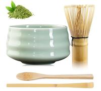 GAOUTO Lot de 4 sets à thé matcha: fouet et cuillères à matcha, bol en céramique, accessoires pour la cérémonie du thé