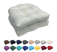 GAOXIAO Lot de 2 Galette de Chaise Ronde Extérieur Imperméable, Coussins de Chaise de Jardin Épais de 10cm, Coussins de Siège de U Semi-Circulaire pour Patio Meuble White 2pc 48 x 48cm