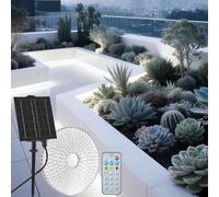 Gaoxun Solaire Ruban LED Exterieur, 10m Flexible Bande LED Exterieure Autocollante avec Télécommande, Dimmable, 8 Mode, 640 LED, IP68 Étanche, pour Jardins, Pavillon, Clôture, Maison, Blanc Froid