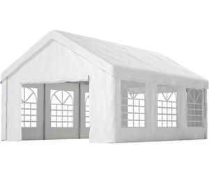 Garage à tentes pour voitures 4x6m - Avec portes roulantes séparées à l'avant et à l'arrière, construction renforcée et résistante aux intempéries - Toit et parois latérales amovibles