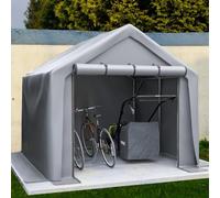 Garage à vélo extra large pour jardin et cour, porte enroulable résistante aux intempéries, cadre en acier stable, bâche en polyéthylène 170 g/m², 244 x 241 x 217 cm, gris foncé