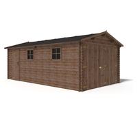 Garage en bois - 21m2 - 3.5x6m - imprégné - Ep. 28mm - couleur: marron - GAR20 - ALTANKA