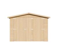 Garage en bois 15 m² - Débarras avec fenêtres - H222xL516xB324 cm - Construction en panneaux de bois naturel - Atelier de jardin - Remise pour voitures et outils -TIMBELA M101