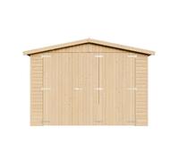 Garage en bois 18 m² - Débarras avec fenêtres - H222xL616xL324 cm - Construction en panneaux de bois naturel - Atelier de jardin - Remise pour voitures et outils -TIMBELA M102