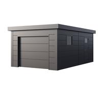 Garage Métal TELLURIA 3663 porte de service et porte sectionnelle motorisée - Façade L.628 x l.358 cm - 22,5 m²