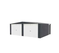 Garage métallique anthracite - GARDIUN - Warwick - 513x637x241 cm - 32 68 m2 - Acier zingué - Acier galvanisé 0 25 mm