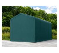 Garage mobile 4x8 m – bâche PVC 720 g/m², acier galvanisé 70x43 mm, hauteur sous gouttière 3,3 m, entrée 3,5x3,1 m - Vert foncé