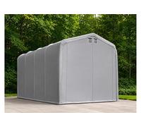 Garage mobile 4x8 m – bâche PVC 720 g/m², acier galvanisé 70x43 mm, hauteur sous gouttière 3,3 m, entrée 3,5x3,1 m - Gris