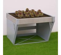 Garage pour tondeuse-robot avec bac à plantes HWC-P41, toit Abri pour tondeuse à gazon métal 40x60x70cm ~ acier inoxydable, galvanisé gris