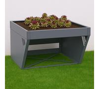 Garage Pour Robot Tondeuse Avec Bac À Plantes Hwc-P41, Toit Abri Tondeuse À Gazon Métal 40x60x70cm Gris Gris