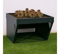 Garage Pour Robot Tondeuse Avec Bac À Plantes Hwc-P41, Toit Abri Tondeuse À Gazon Métal 40x60x70cm Vert Vert