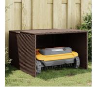Garage pour robot tondeuse marron 86x90x52 57 cm résine tressée