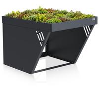 Garage pour robot tondeuse Zelsius, avec jardinière intégrée, dimensions 85 x 66 x 60 cm, en acier galvanisé, couleur anthracite (RAL 7016), type abri de jardin