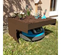 Garage pour tondeuse-robot avec bac à plantes HWC-G60, toit Abri pour tondeuse, métal 37x60x70cm ~ brun