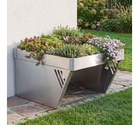 Garage pour tondeuse-robot avec bac à plantes HWC-P41, toit Abri pour tondeuse à gazon métal 40x60x70cm ~ inox