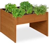 Garage pour tondeuse robot Relaxdays, en bois, H x l x P : 52,5 x 79 x 74 cm, jardinière, abri pour tondeuse à gazon, garage pour robot, orange