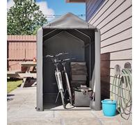 Garage pour vélo 100 × 187 × 160 cm, polyéthylène 170 g/m², porte zippée | Avec bouton poussoir et cadre de fondation, pour vélo, moto, tondeuse, bois de chauffage et outils de jardin.