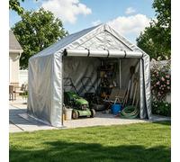 Garage pour vélo étanche 170 g en polyéthylène galvanisé Gris clair 244 x | Abri de vélo d'extérieur avec cadre en acier, protection UV, pour vélo électrique, moto, outils de jardin, gris clair