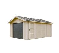 Garage Qualité Premium 17 m²- L378xl530 cm- Garage pour voitures, motos, vélos - Construction en panneaux LP Smartside - Timbela M991B