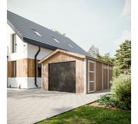 Garage qualité premium 17 m² - l378xl530 cm machines de jardinage - beige