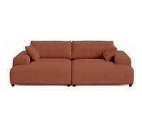 Lisa Design - Canapé Garance 4 places droit double-méridienne velours côtelé Terracotta