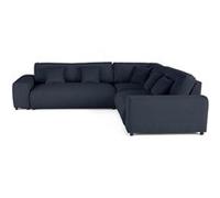 Lisa design Canapé modulable Garance d'angle droit 5 places en velours côtelé Bleu marine