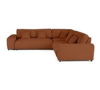Lisa design Canapé modulable d'angle droit Garance 5 places velours côtelé Terracotta