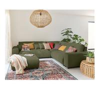 Garance - canapé modulable d'angle droit - 5 places - en velours côtelé - Vert