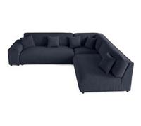 Best mobilier Canapé d'angle droit modulable Garance 6 places en velours côtelé Bleu nuit